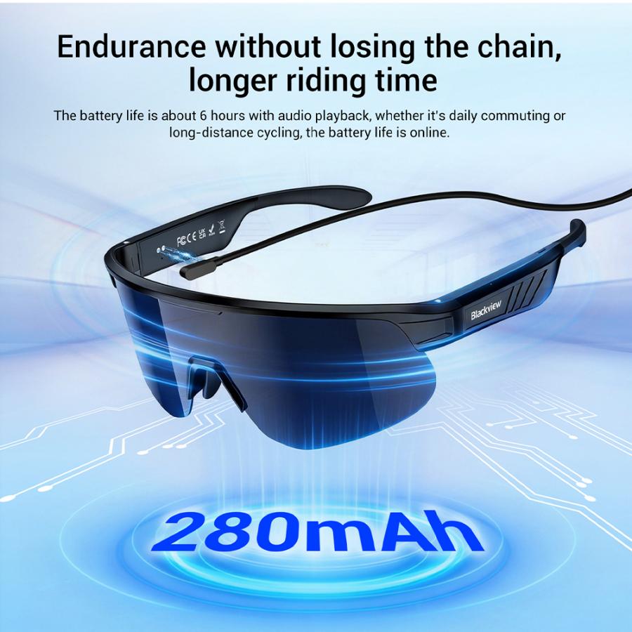 BLACKVIEW BT6.0 CYCLING SMART GLASSES UV400 PROTECTION IP54 BLACK