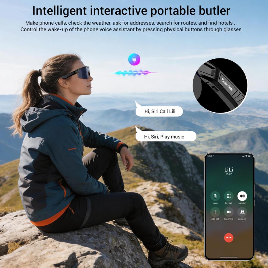 BLACKVIEW BT6.0 CYCLING SMART GLASSES UV400 PROTECTION IP54 BLACK