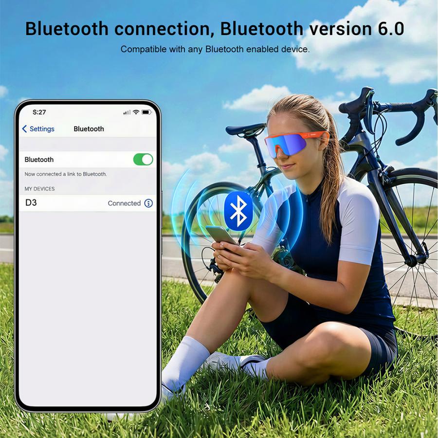 BLACKVIEW BT6.0 CYCLING SMART GLASSES UV400 PROTECTION IP54 BLACK