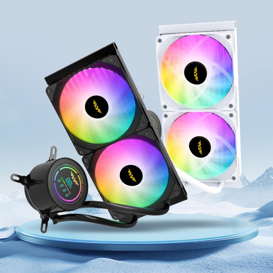 ARMAGGEDDON UNIQUE DUAL CPU COOLING FAN 9 BLADE DEEP FREEZE ADV A240 ARGB BLACK