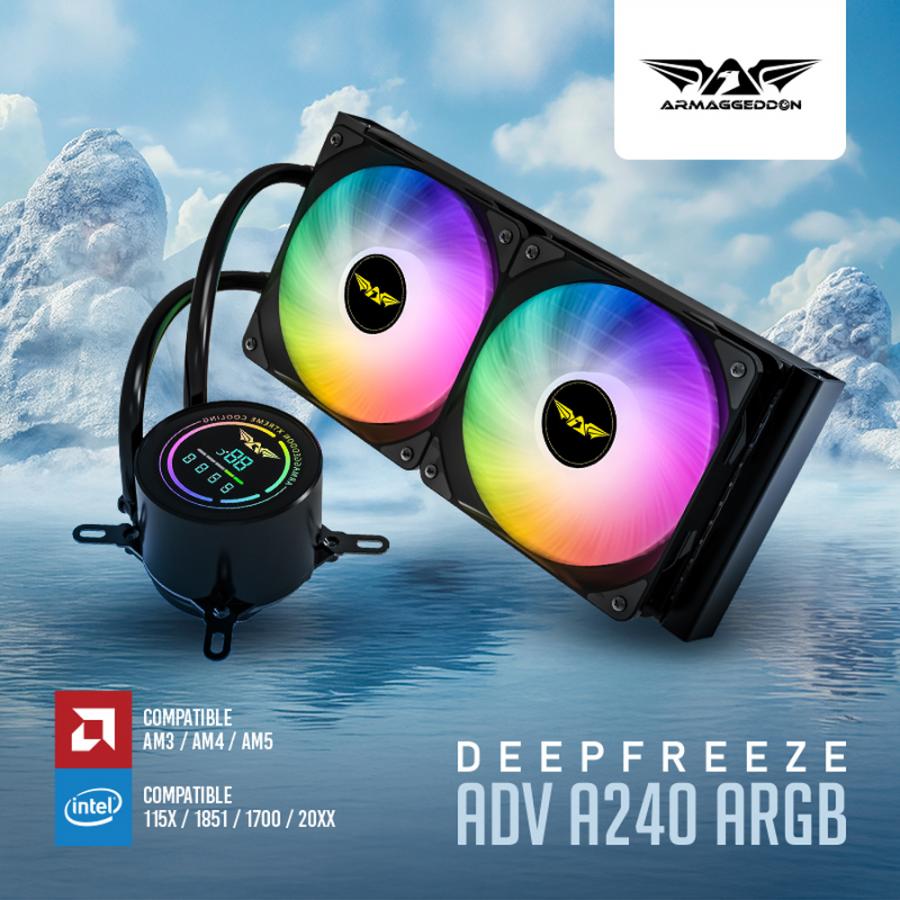 ARMAGGEDDON UNIQUE DUAL CPU COOLING FAN 9 BLADE DEEP FREEZE ADV A240 ARGB BLACK