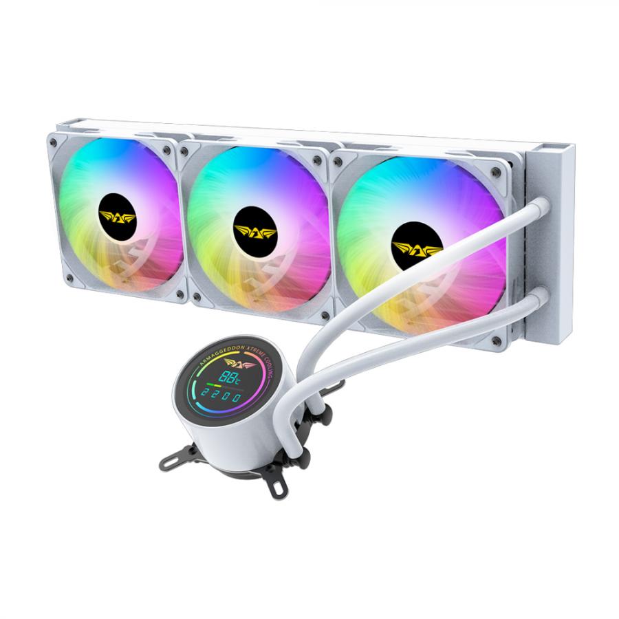 ARMAGGEDDON UNIQUE TRIPLE CPU COOLING FAN 9 BLADE DEEP FREEZE ADV A360 ARGB WHITE
