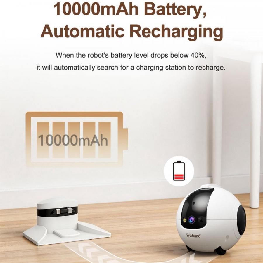 SRIHOME PET COMPANION ROBOT CAMERA 4MP HD RESOLUTION WHITE
