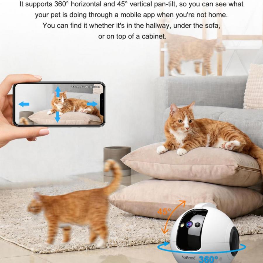 SRIHOME PET COMPANION ROBOT CAMERA 4MP HD RESOLUTION WHITE