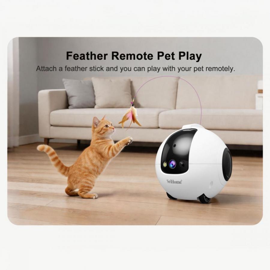 SRIHOME PET COMPANION ROBOT CAMERA 4MP HD RESOLUTION WHITE