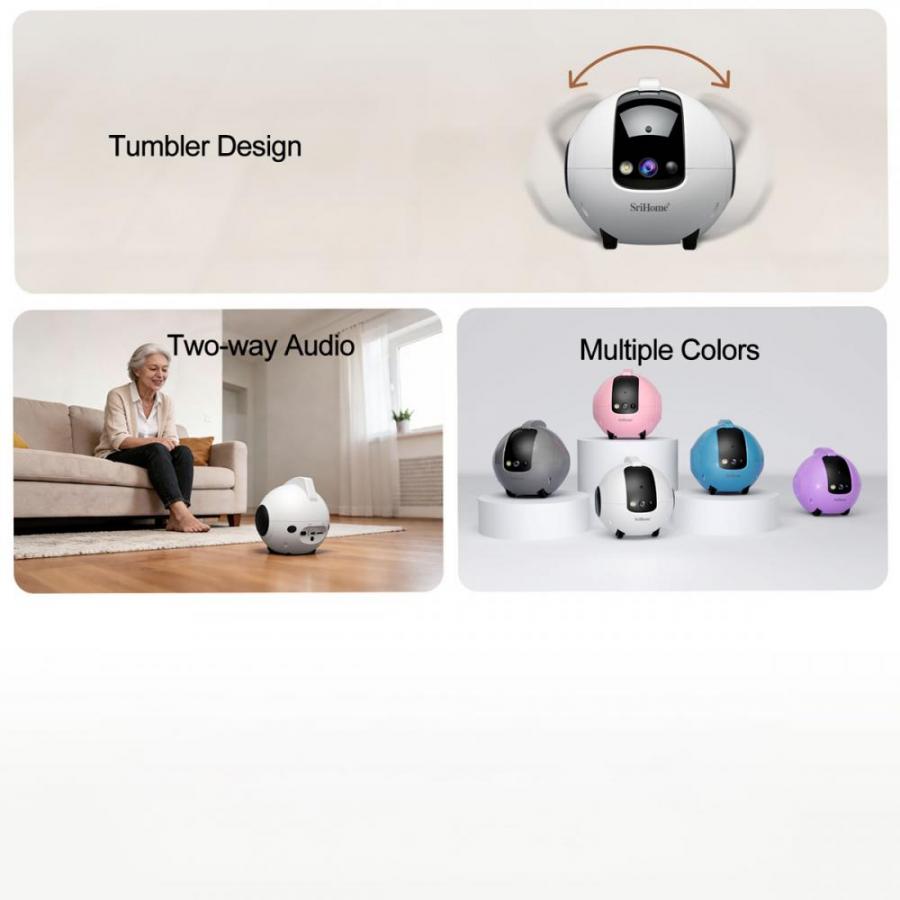 SRIHOME PET COMPANION ROBOT CAMERA 4MP HD RESOLUTION WHITE