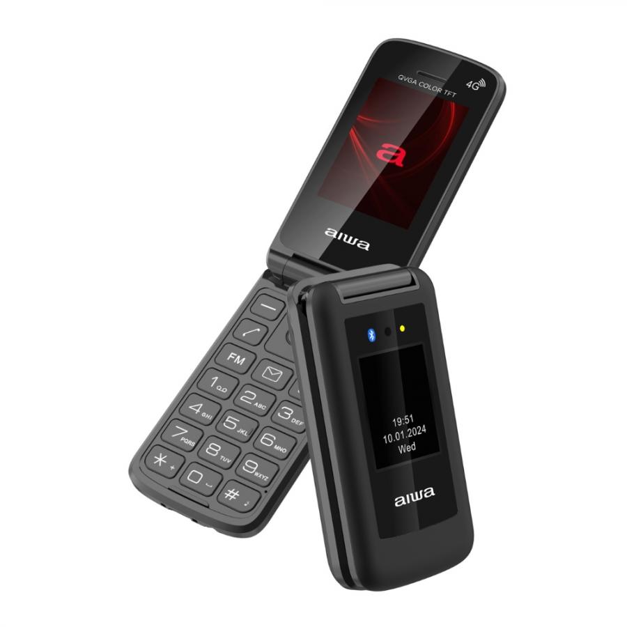 AIWA SLIM BT CLAMSHELL 4G FLIP-STYLE DUAL SIM PHONE BLACK