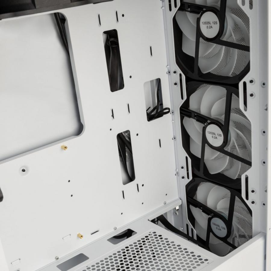 Kolink Observatory HF Mesh ARGB Midi Tower Case - White (with 6 ARGB fans - 3x140mm & 3x120mm ) With Black Frame Glass (Open Box)