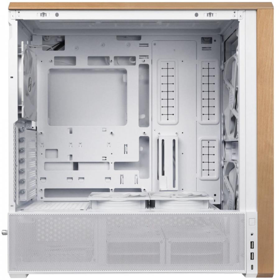 Lian Li LANCOOL 217 White - Wood Accent - ATX PC Case (5 FANS) 2 x 170mm, 1 x 140mm & 2 x 120mm PWM