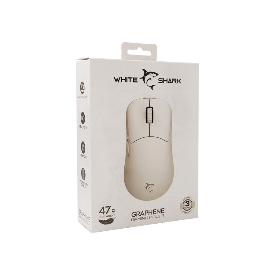 WHITE SHARK MOUSE GM-5014 GRAPHENE 12.400 DPI WHITE