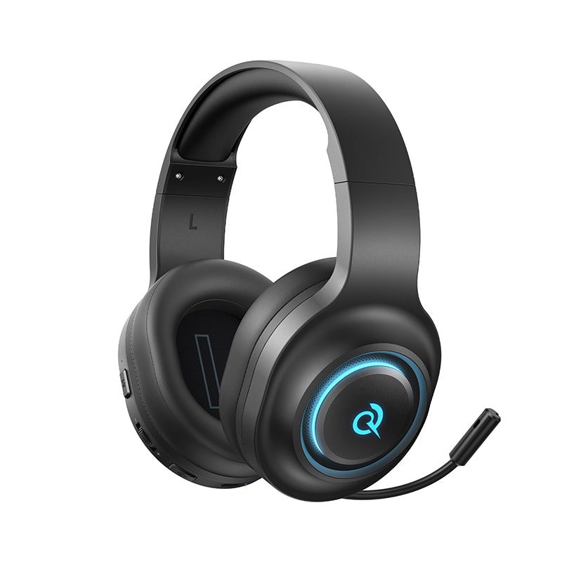 QCY Heroad V200 Wireless Quad Black - Bluetooth & WiFi & USB-A & USB-C RGB Gaming Headset PS4/PS5/PC