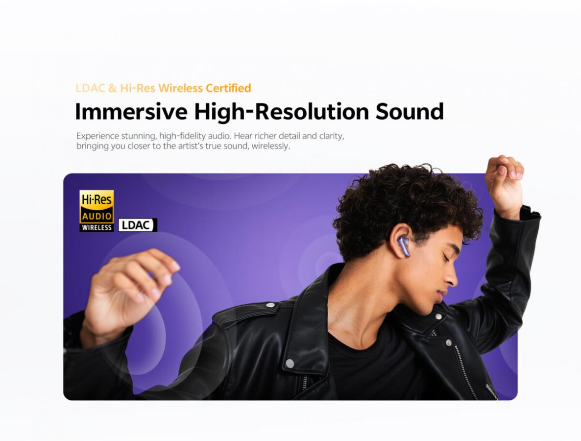 QCY Melobuds N70 ANC Grey - 55db ANC TWS Flagship Hi-Res Earbuds LDAC BT 6.0 IPX5 Wireless charge