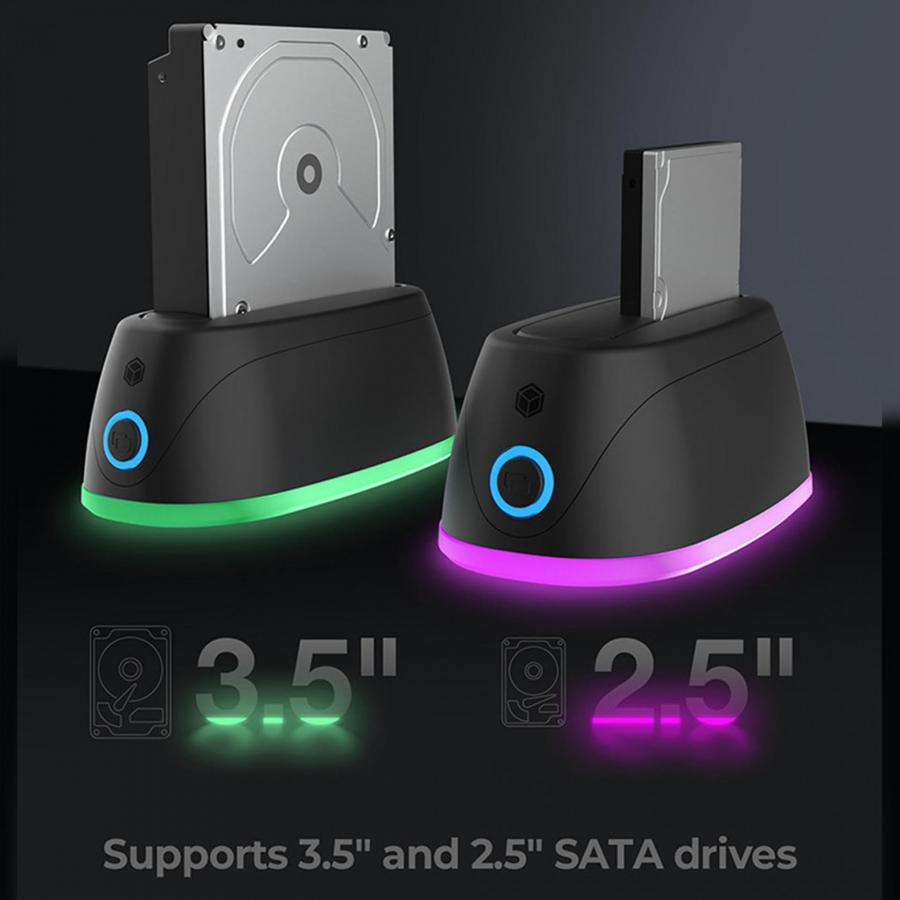ICY BOX LED DOCKING STATION FOR HDD/SSD WITH TYPE-C/USB 3.2 COMBO CABLE