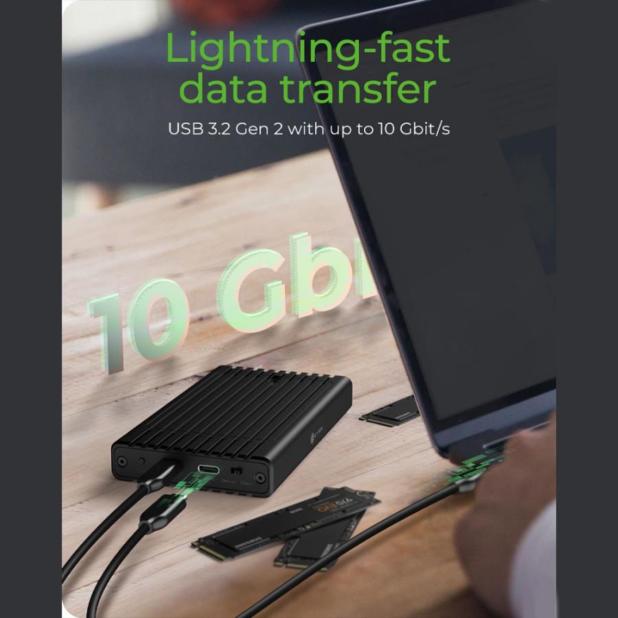 ICY BOX DUAL NVMe SSD ENCLOSURE WITH CLONE FUNCTION AND USB TO TYPE-C CABLE BLACK