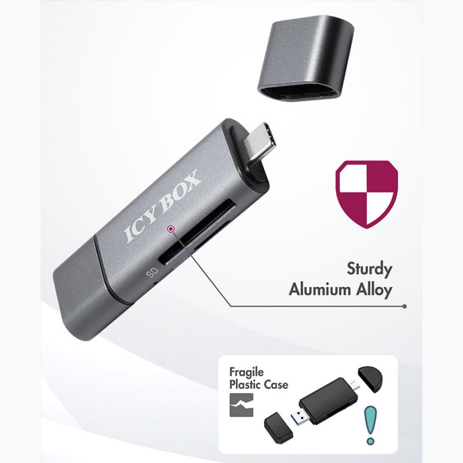 ICY BOX OTG 2-PORT CARD READER ANTHRACITE