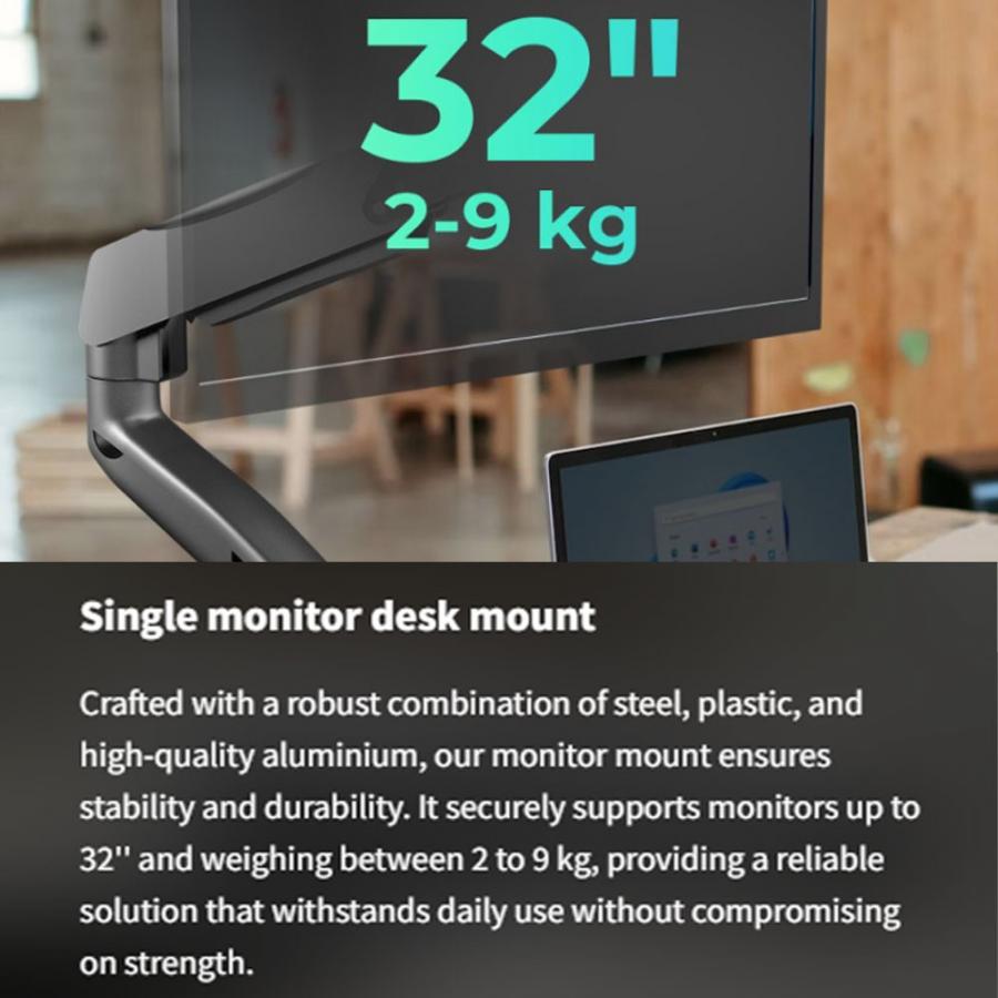 ICY BOX SINGLE MONITOR STAND FOR MONITORS UP TO 32' 2-9KG VESA MAX100X100