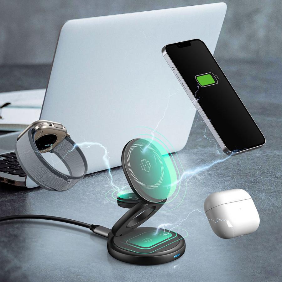 ICY BOX 3 IN 1 FOLDABLE STAND WITH WIRELESS CHARGING FUNCTION ANTHRACITE