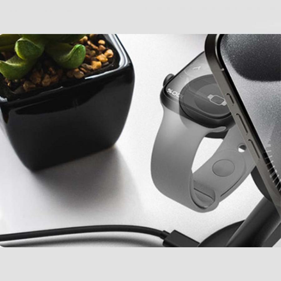 ICY BOX 3 IN 1 WIRELESS CHARGING STAND FOR SMARTPHONES, SMARTWATCH & EARPHONES ANTHRACITE