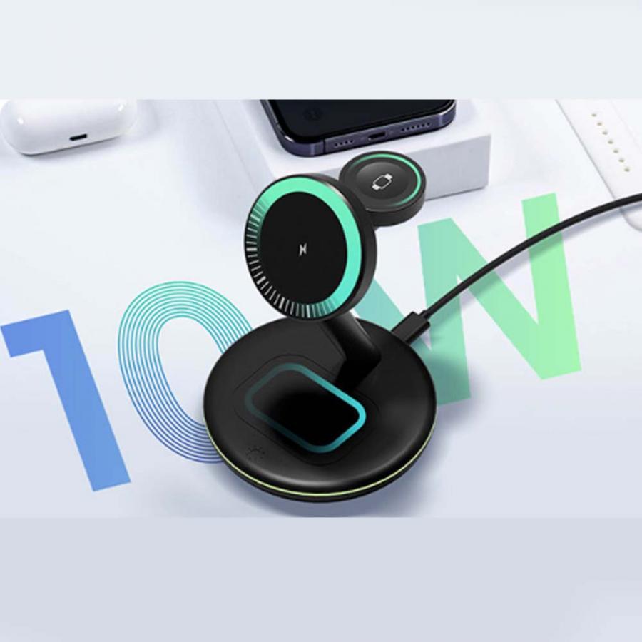ICY BOX 3 IN 1 WIRELESS CHARGING STAND FOR SMARTPHONES, SMARTWATCH & EARPHONES ANTHRACITE