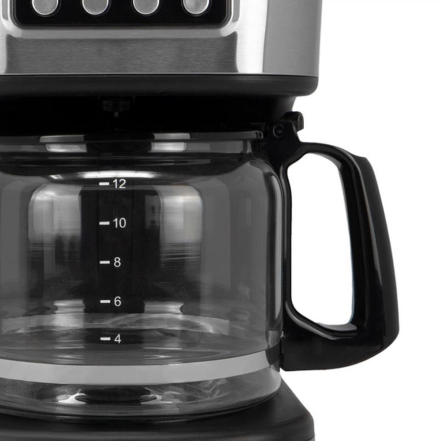 JOCCA DIGITAL DRIP COFFEE MACHINE 1.5L WITH GLASS JUG AND TIMER SILVER/BLACK
