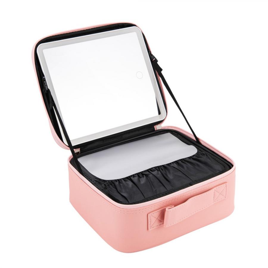 JOCCA MAKEUP BRIEFCASE WITH RECHARGEABLE LED MIRROR PINK