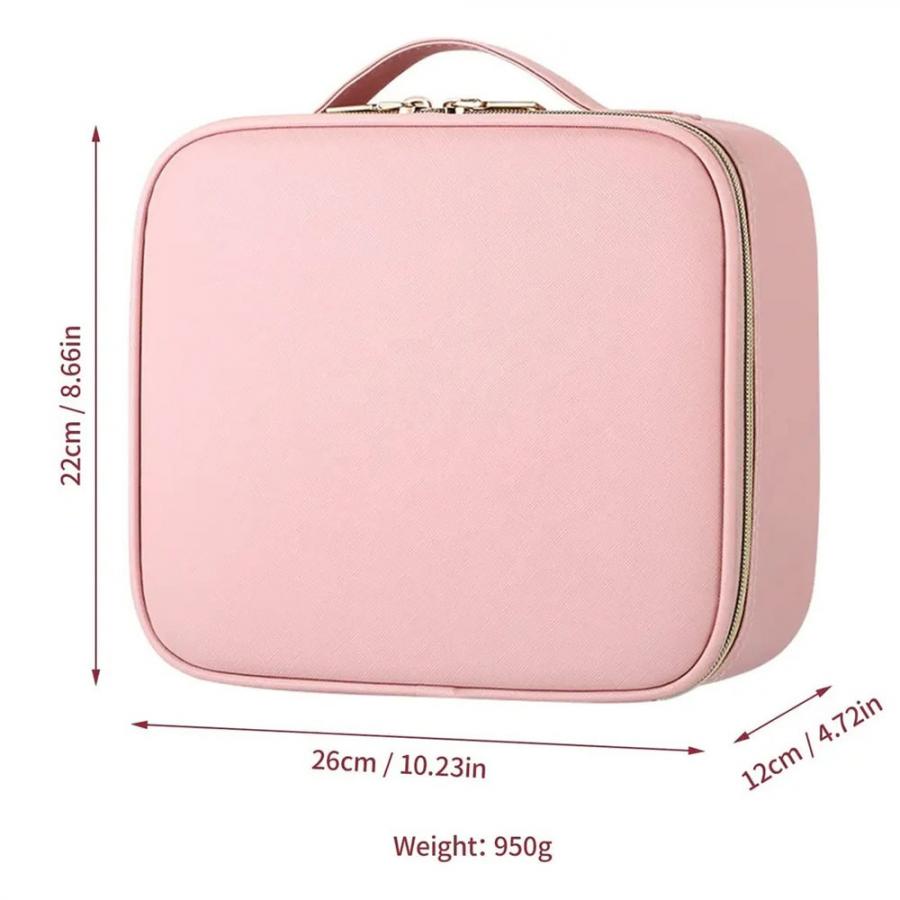JOCCA MAKEUP BRIEFCASE WITH RECHARGEABLE LED MIRROR PINK