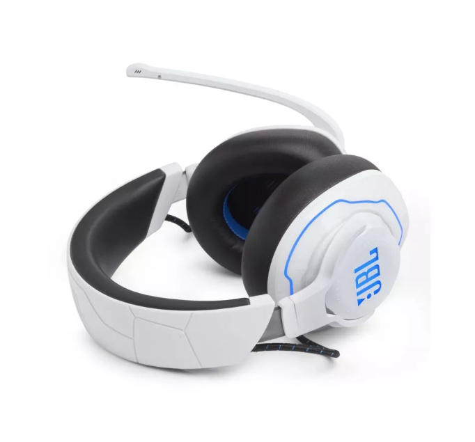 JBL Quantum 910P, Playstation Over-Ear Wireless 2.4Ghz & BT Gaming Headset, Head-Tracking  360, ANC, (White/Blue)  