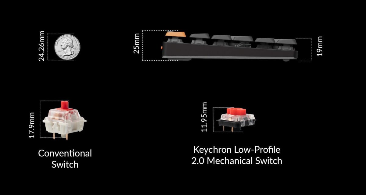 Keychron K1 V6 (K1X-B1) QMK Wireless Mechanical Keyboard Red Switch RGB 80% US Layout