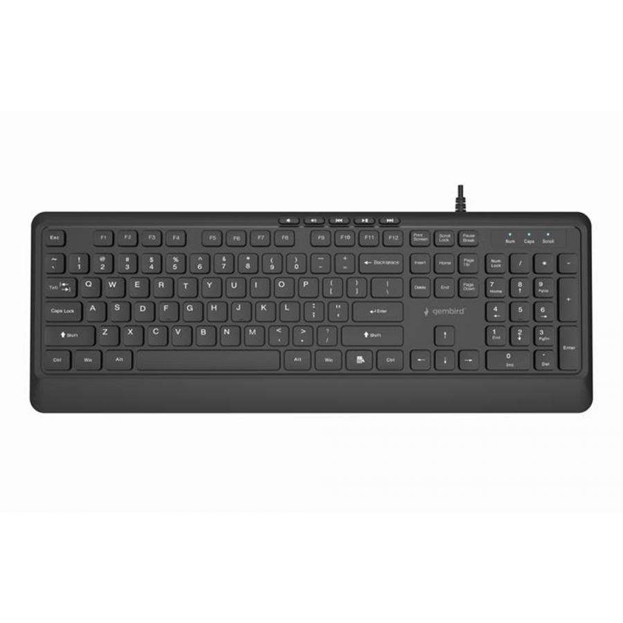 GEMBIRD SLIM WIRED MULTIMEDIA KEYBOARD US LAYOUT BLACK