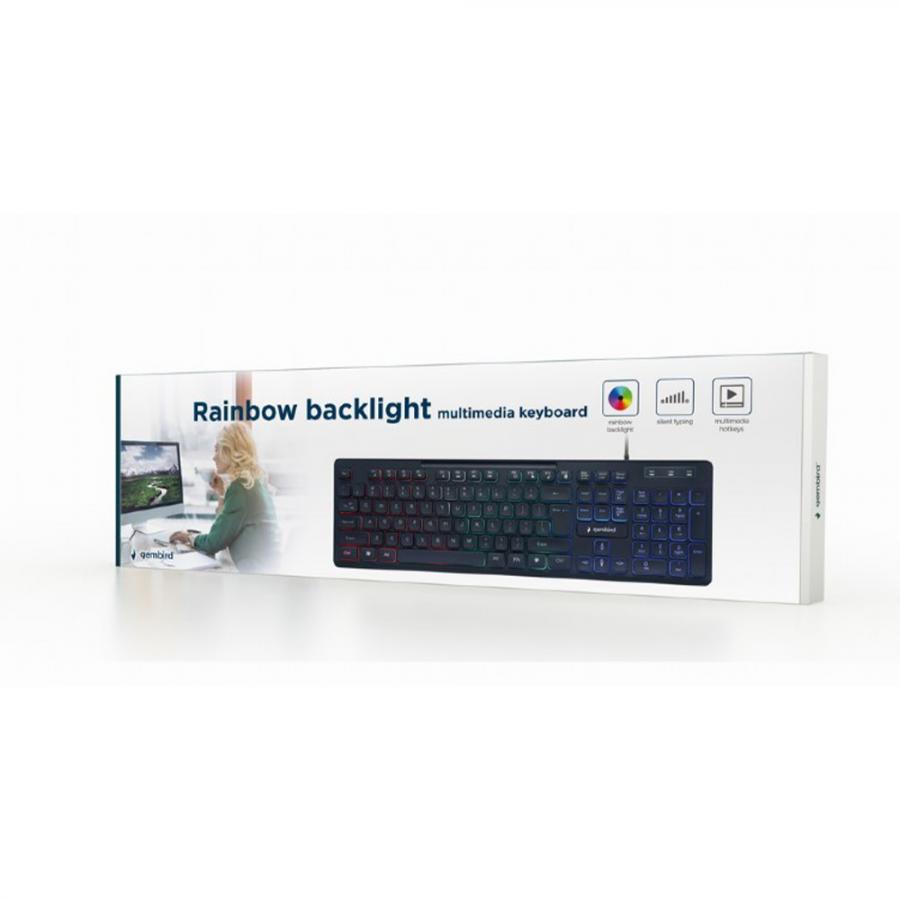 GEMBIRD RAINBOW BACKLIGHT MULTIMEDIA KEYBOARD US LAYOUT BLACK
