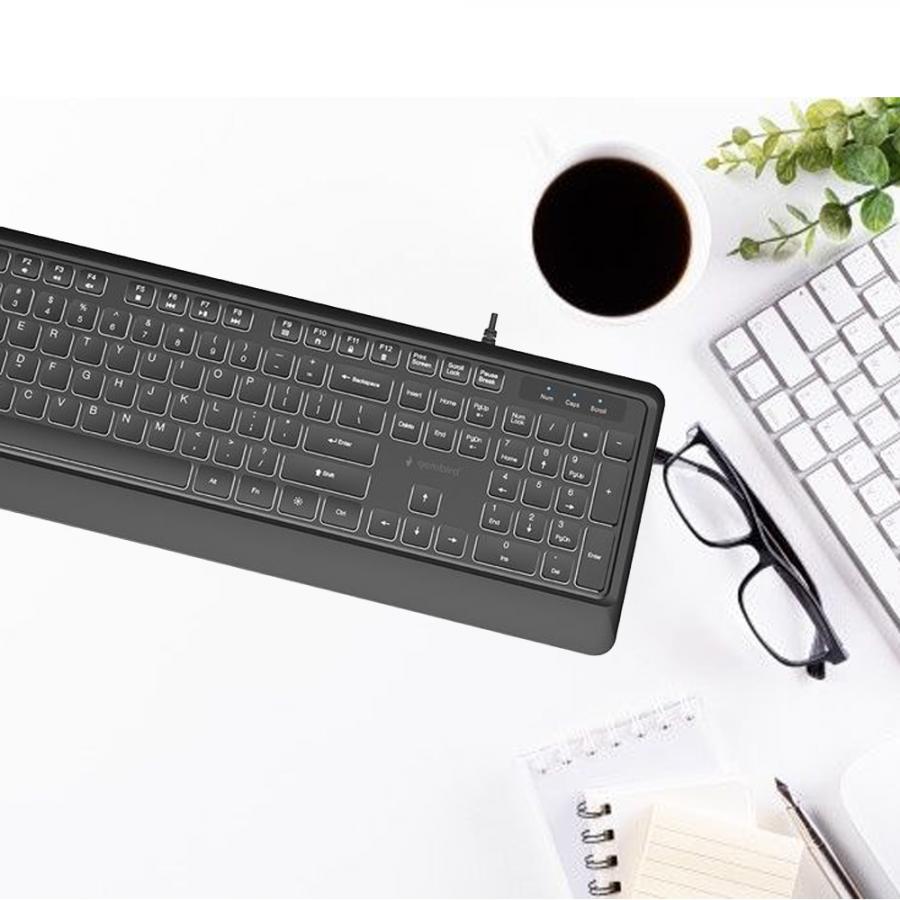 GEMBIRD SLIM WIRED BACKLIGHT KEYBOARD BLACK US LAYOUT