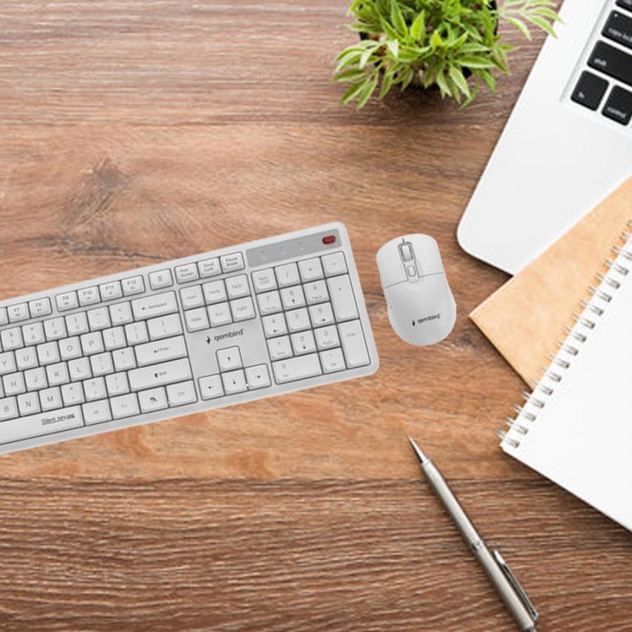 GEMBIRD SILENT KEY PRO BUSINESS WIRELESS DESKTOP SET US LAYOUT WHITE
