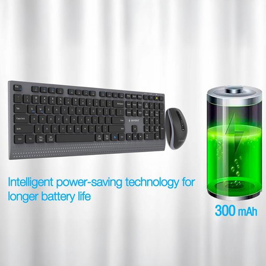 GEMBIRD DUAL-MODE SLIM WIRELESS DESKTOP SET 2.4G + BT US LAYOUT BLACK