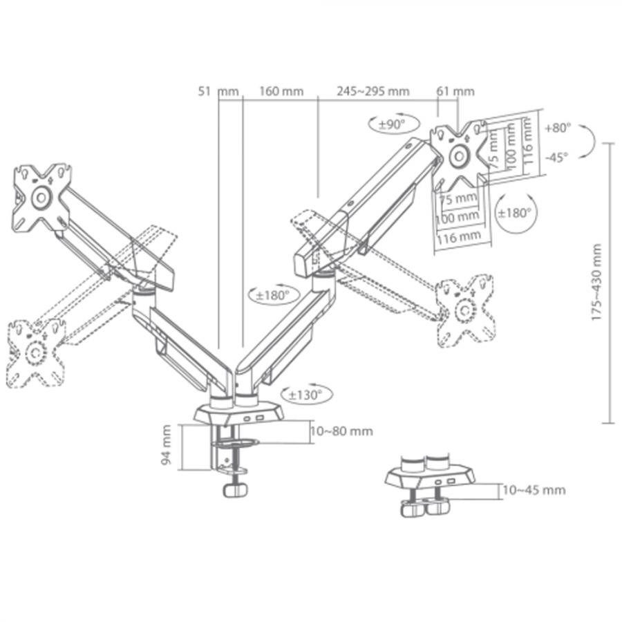 WHITE SHARK DESKTOP MOUNT GMS-3211 FOR 2 MONITORS