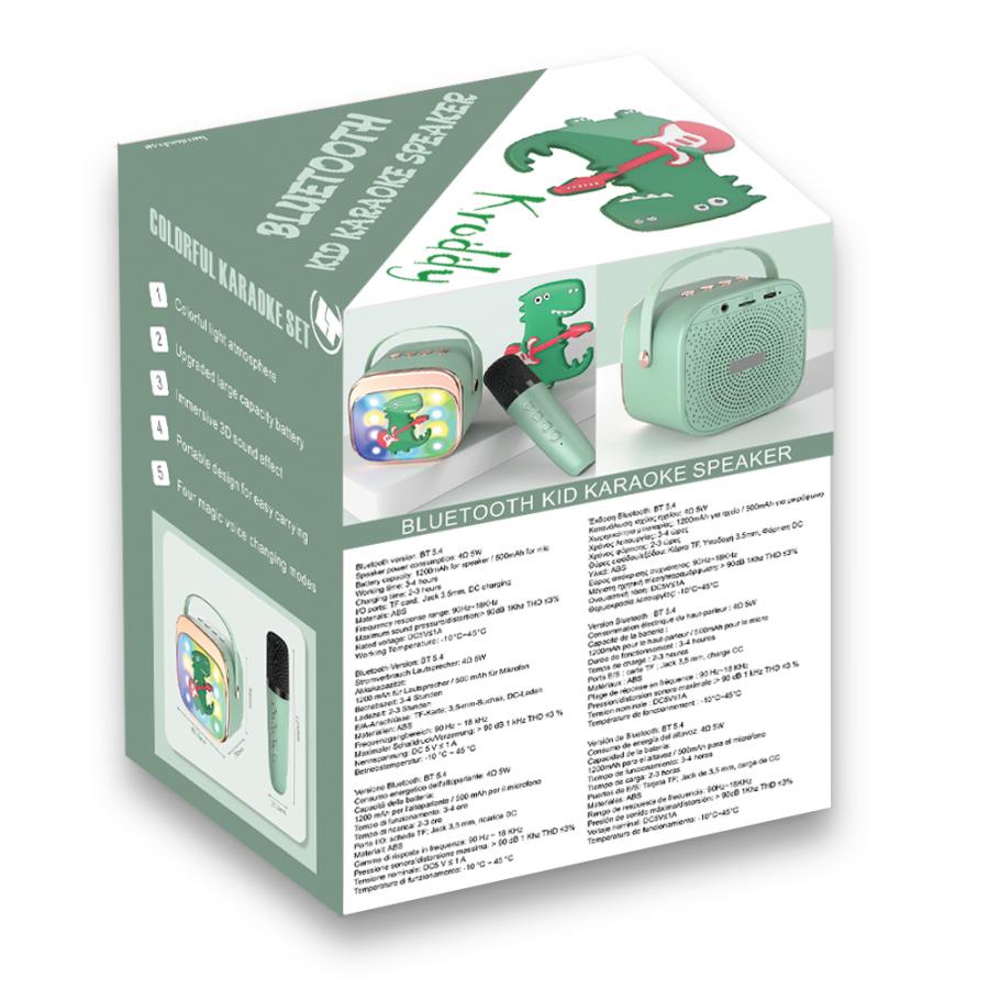 LAMTECH BT5.4 RGB KID KARAOKE SPEAKER GREEN WITH MIC KRODDY