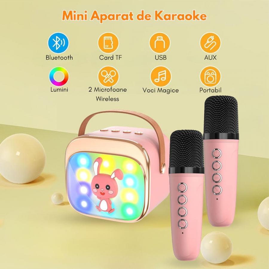 LAMTECH BT5.4 RGB KID KARAOKE SPEAKER PINK WITH MIC HOPPEE
