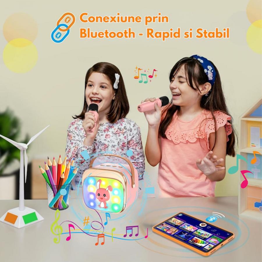 LAMTECH BT5.4 RGB KID KARAOKE SPEAKER PINK WITH MIC HOPPEE