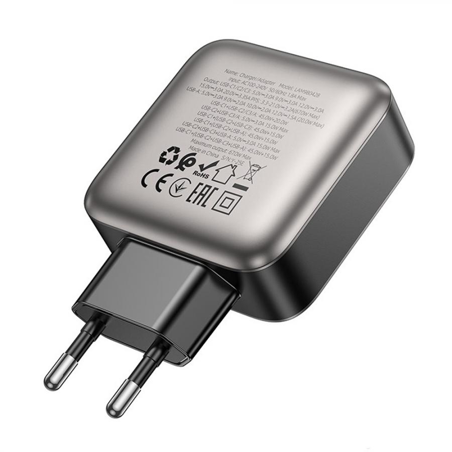 LAMTECH FOUR PORTS GaN CHARGER PD67W GREY