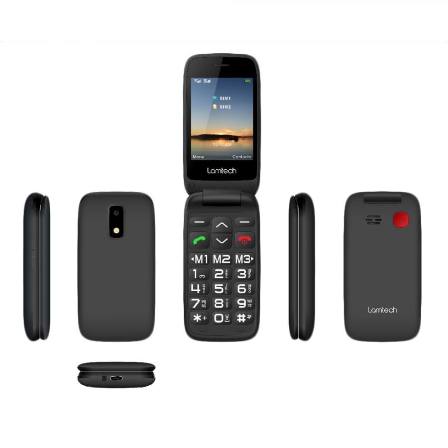 LAMTECH FLIP PHONE 2.8' DISPLAY WITH BT, FM RADIO, SOS, 1400 mAh, GR MENU FLIP-X BLACK