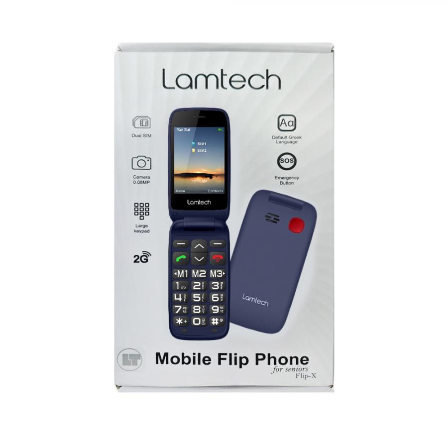 LAMTECH FLIP PHONE 2.8' DISPLAY WITH BT, FM RADIO, SOS, 1400 mAh, GR MENU FLIP-X BLUE
