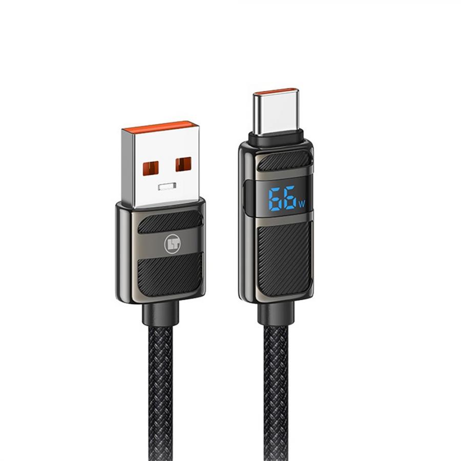 LAMTECH USB TO TYPE-C 5A HIGH POWER DISPLAY CHARGE & DATA CABLE 66W 1.2M BLACK