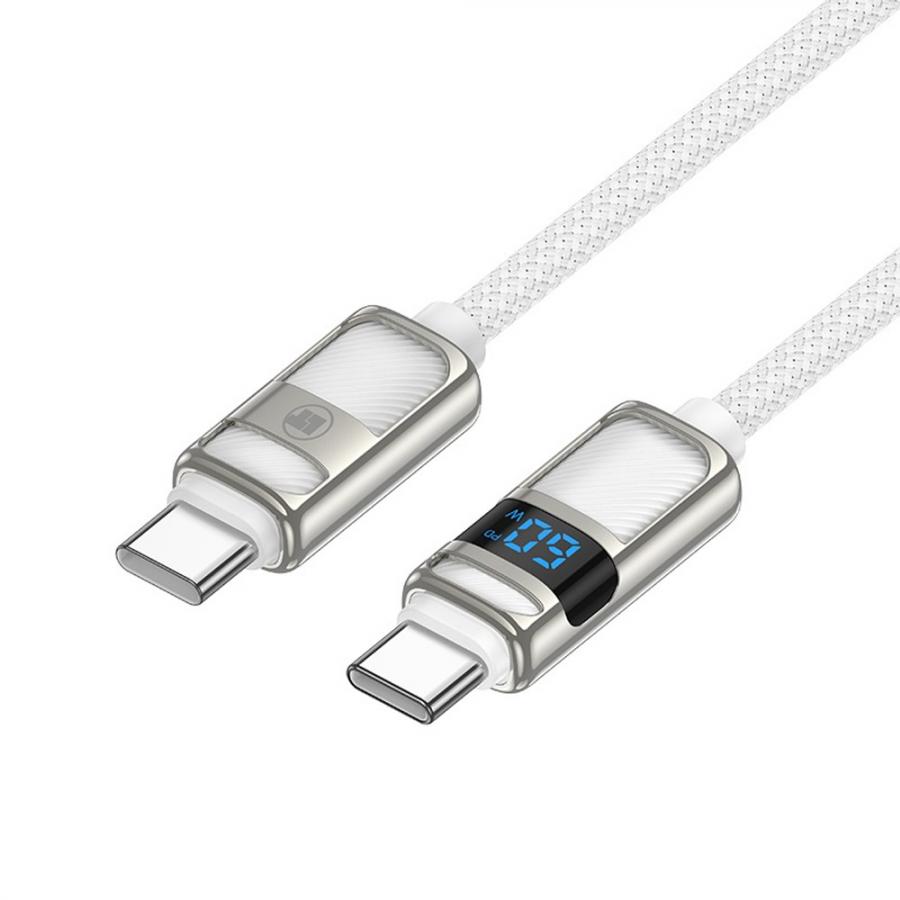LAMTECH TYPE-C TO TYPE-C 3A HIGH POWER DISPLAY CHARGE & DATA CABLE 60W 1.2M WHITE