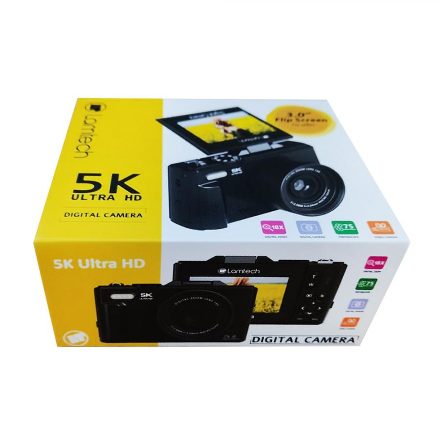 LAMTECH 5K FLIP DIGITAL CAMERA WIFI BLACK