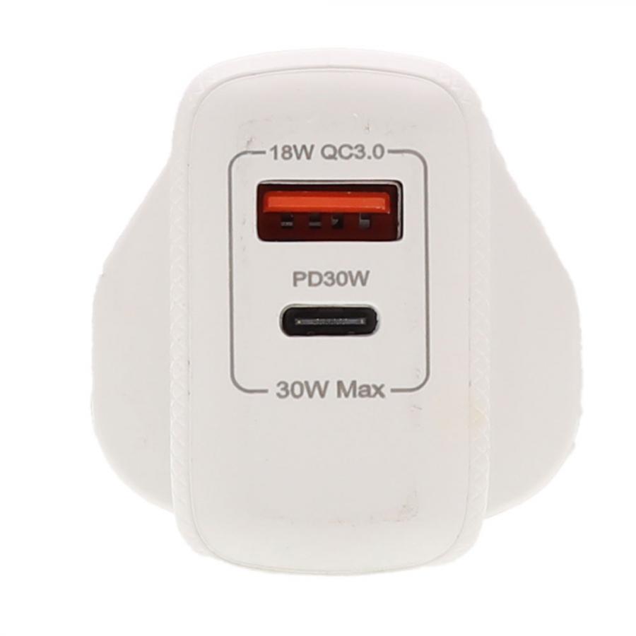 LAMTECH 2-IN-1 EU/UK CHARGER USB QC3.0/TYPE-C WITH ADAPTER 30W