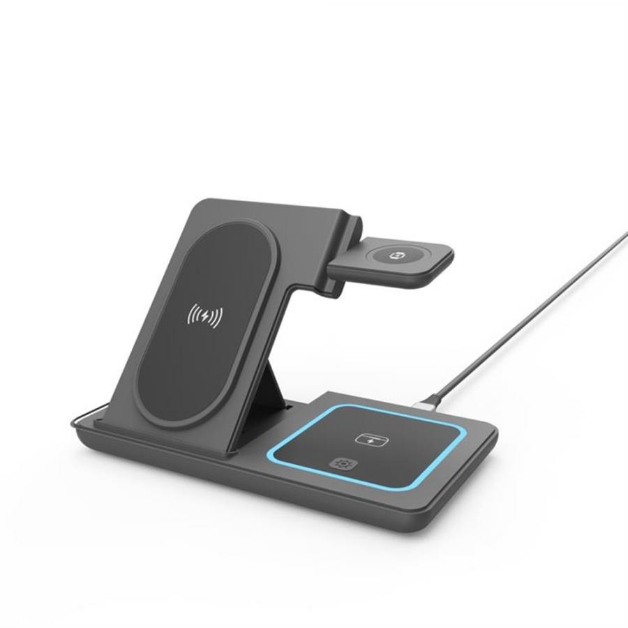 LAMTECH 3-IN-1 FOLDABLE WIRELESS CHARGER STAND 15W COMPATIBLE WITH APPLE DEVICES BLACK