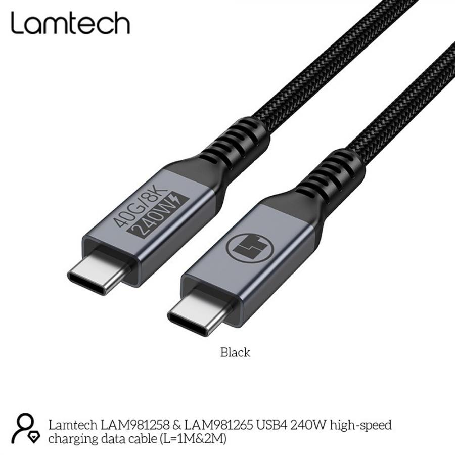 LAMTECH USB4 8K/40G TYPE-C TO TYPE-C CABLE 240W 1M BLACK