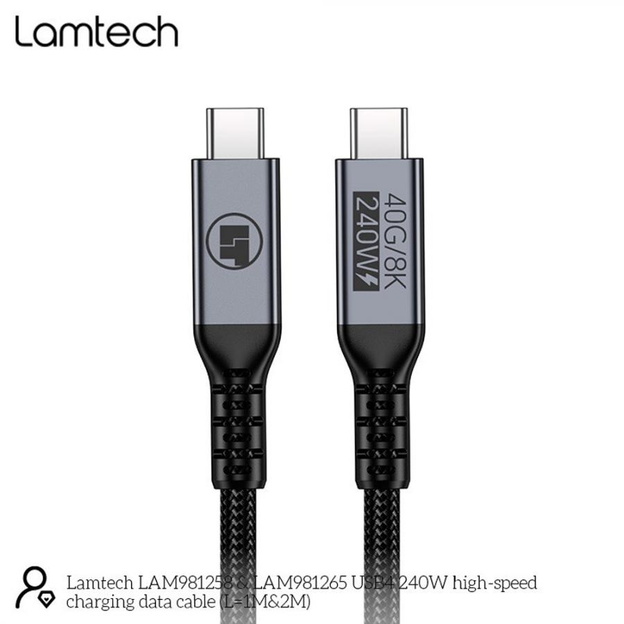 LAMTECH USB4 8K/40G TYPE-C TO TYPE-C CABLE 240W 1M BLACK