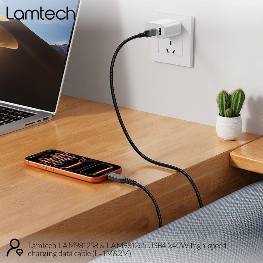LAMTECH USB4 8K/40G TYPE-C TO TYPE-C CABLE 240W 1M BLACK