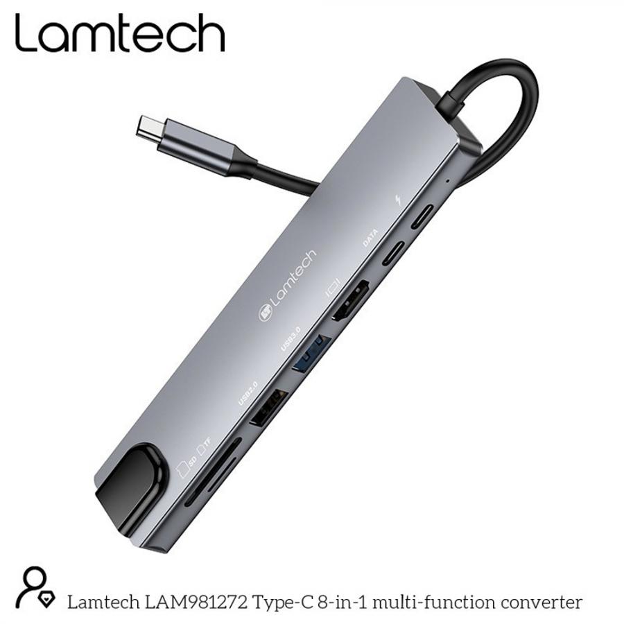 LAMTECH 8-IN-1 4K MULTIFUNCTIONAL DOCKING STATION 100W ANTHRACITE