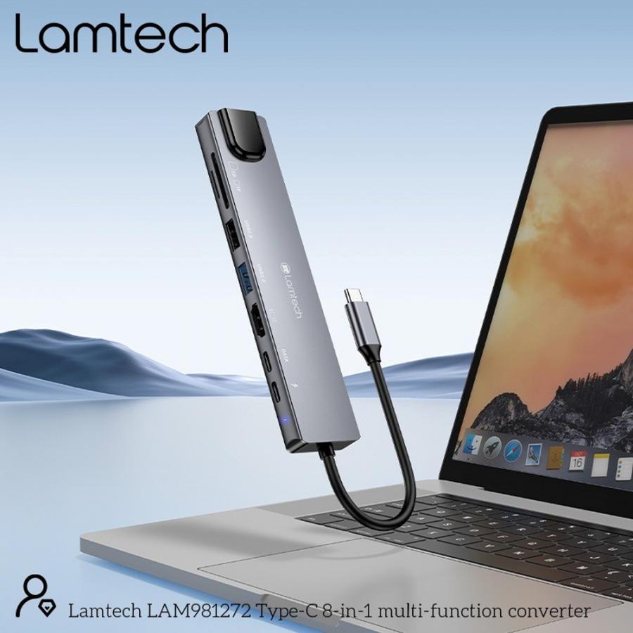 LAMTECH 8-IN-1 4K MULTIFUNCTIONAL DOCKING STATION 100W ANTHRACITE